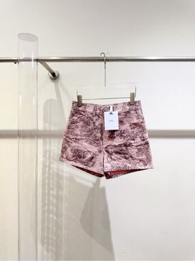 🚩steal Dior Pink Toile-Print Denim Shorts
